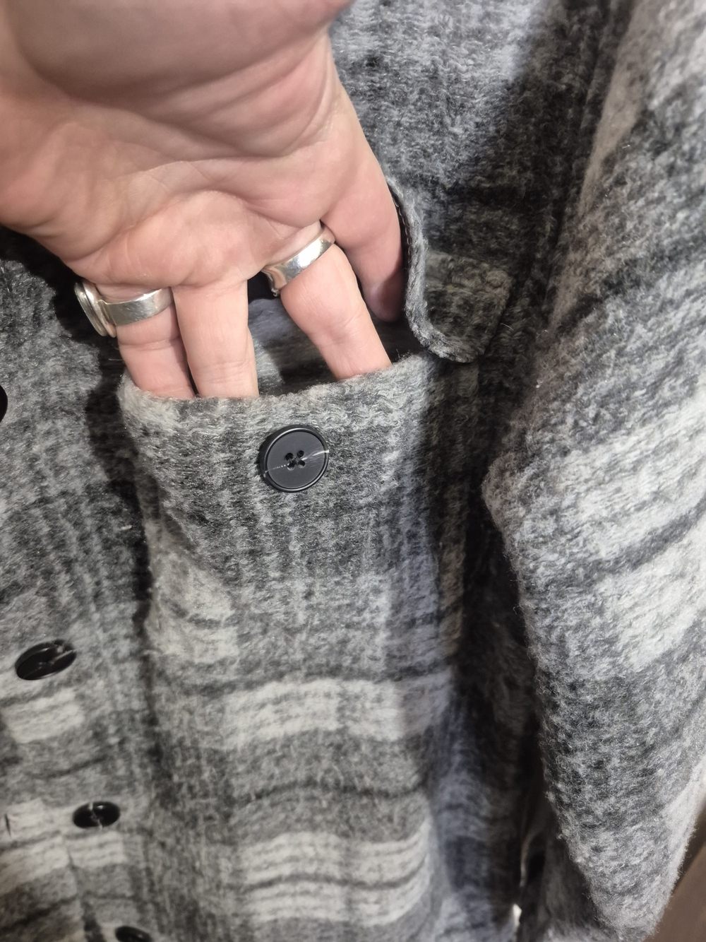 Dex Plaid Oversized Long Shacket Jacket Grey Black Size M - Picture 3 of 9
